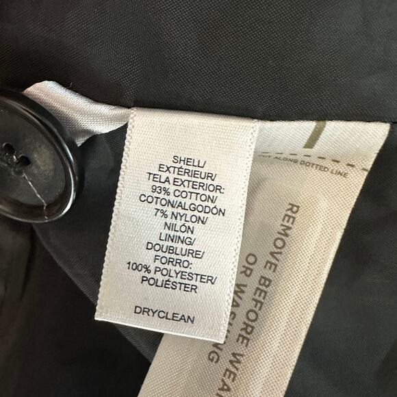 Ann Taylor Loft Striped Jacket Women's L Black Cream Double Breasted Long Sleeve - Picture 8 of 8